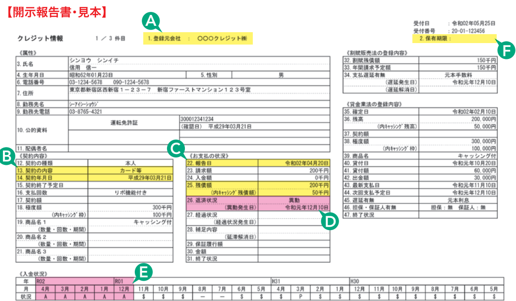 開示報告書・見本